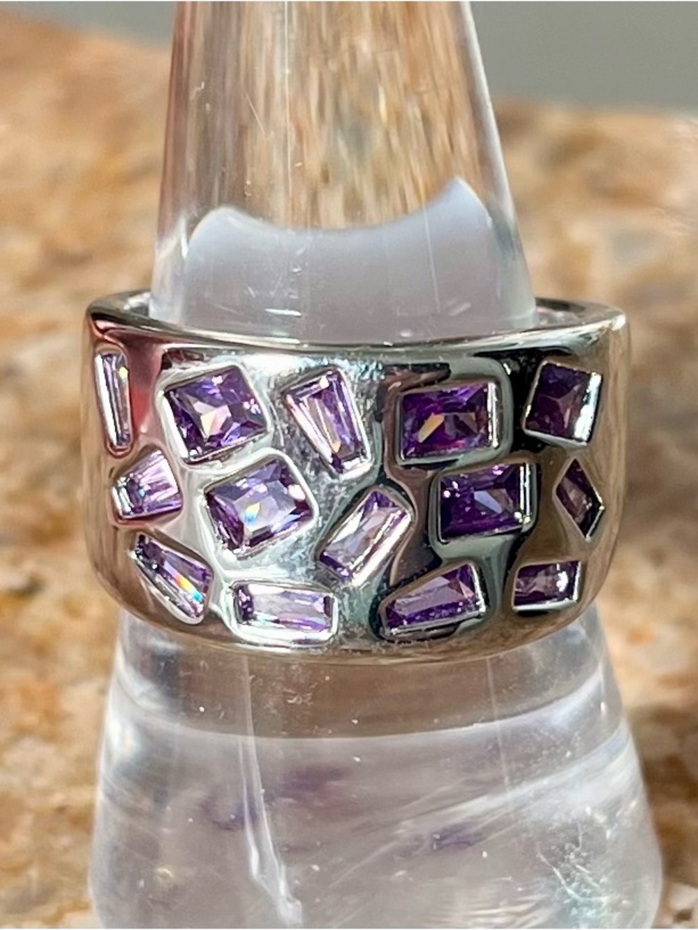 BP RG55856 Move With Grace Purple Topaz Cz on Rhodium Sz 9 Ring